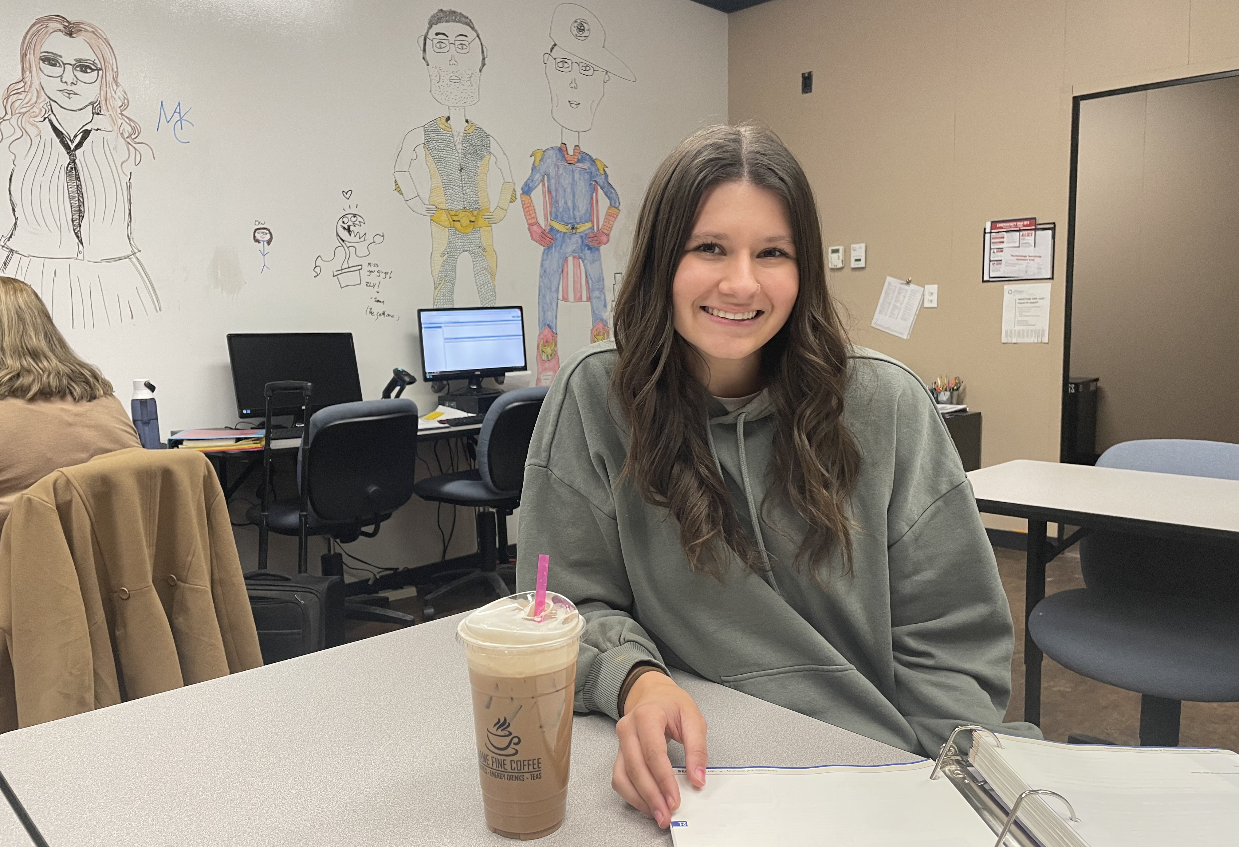 Alexis Brammeier sits in the Sandburg tutoring center