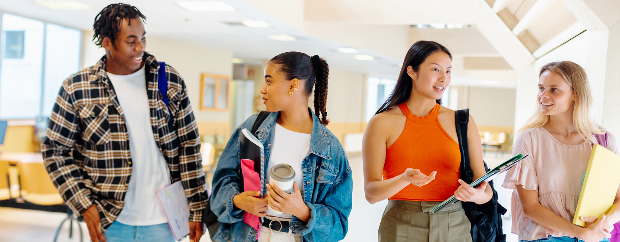 students walking on campus