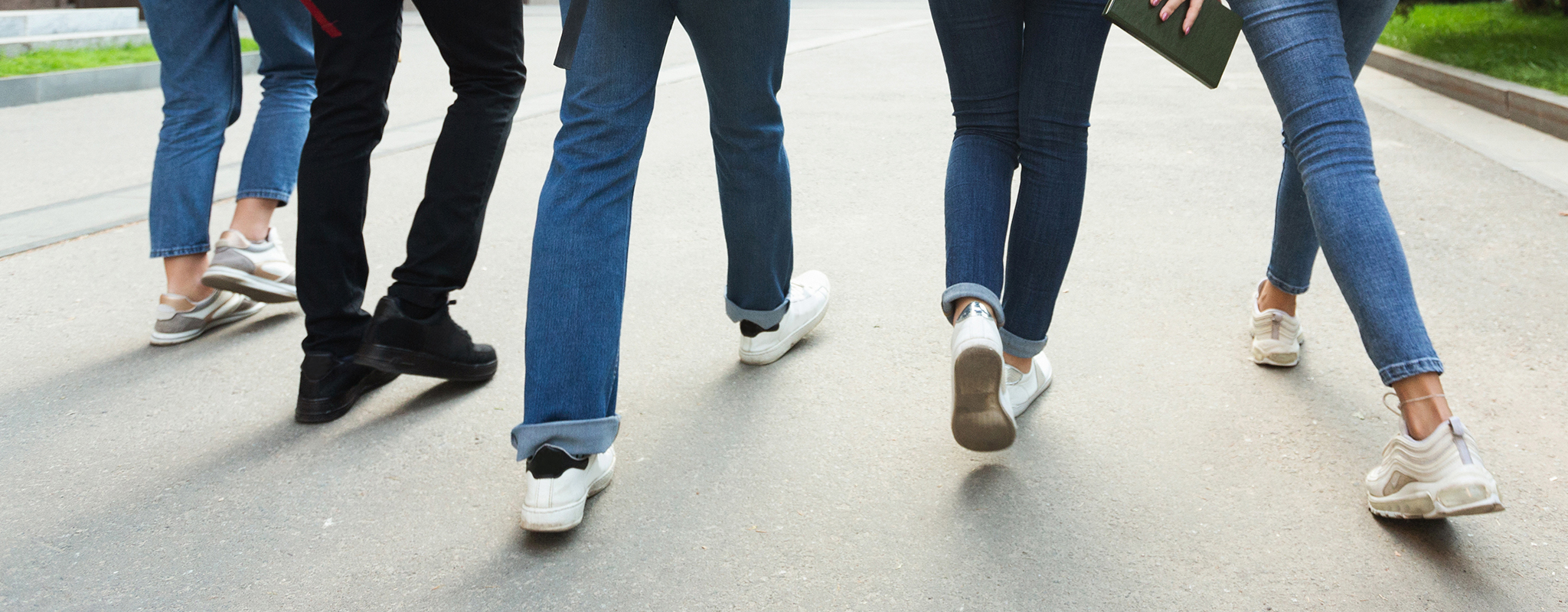 students walking