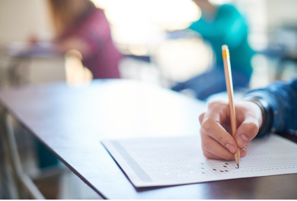 Student taking a test