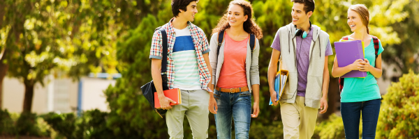 students walking on campus